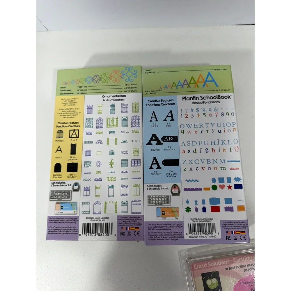 3 Cricut Cartridge Bundle Accent Essen.‎ Plantin SchoolBook Ornamental Iron Pink